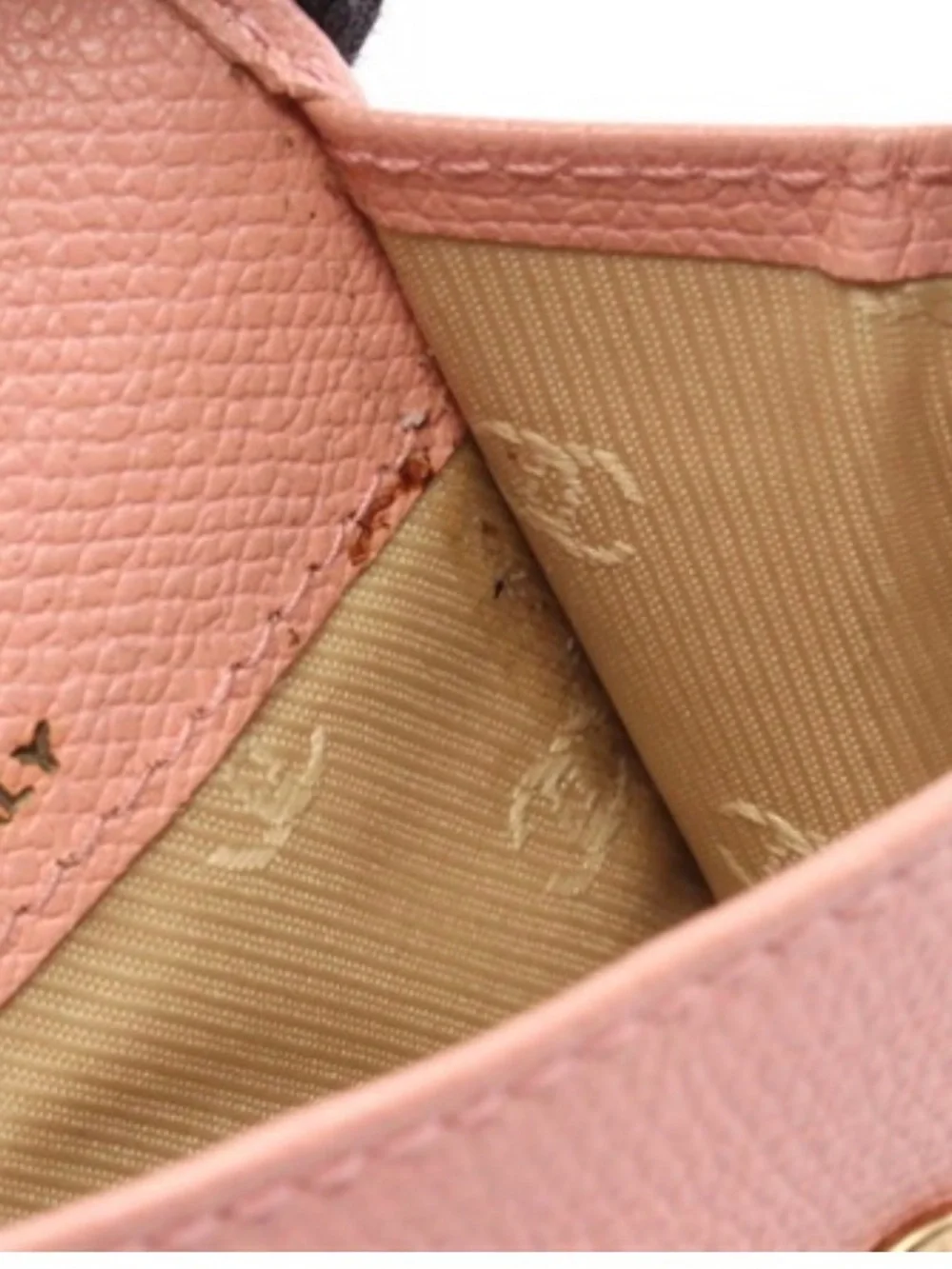 CHANEL Pink Leather Compact Fold Wallet Coin Case with Gold CC Button